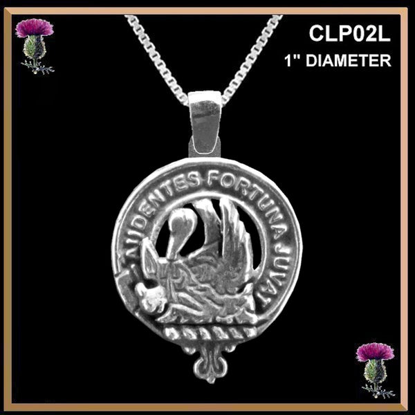 MacKinnon Large 1" Scottish Clan Crest Pendant - Sterling Silver