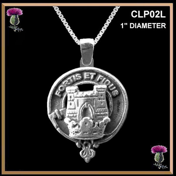 MacLachlan Large 1" Scottish Clan Crest Pendant - Sterling Silver