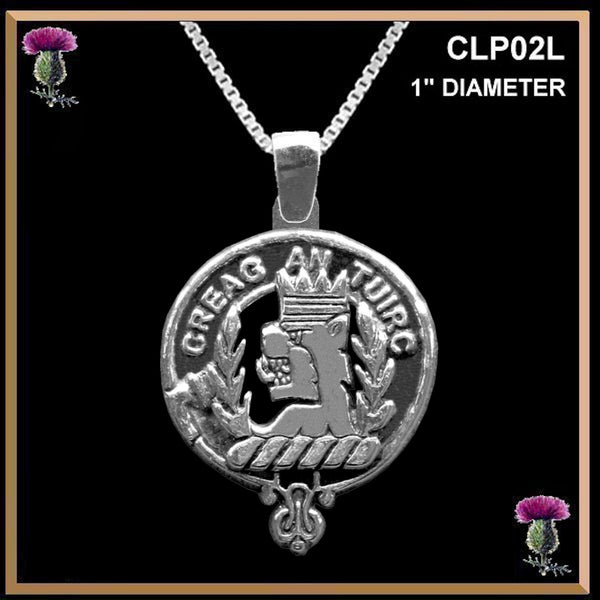 MacLaren Large 1" Scottish Clan Crest Pendant - Sterling Silver