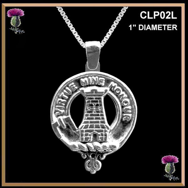 MacLean Large 1" Scottish Clan Crest Pendant - Sterling Silver