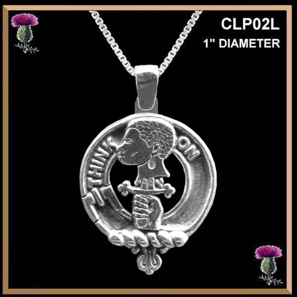 MacLellan Large 1" Scottish Clan Crest Pendant - Sterling Silver