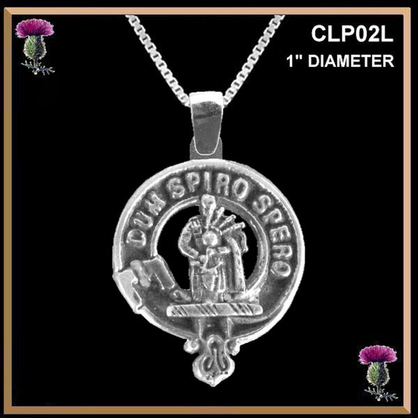 MacLennan Large 1" Scottish Clan Crest Pendant - Sterling Silver