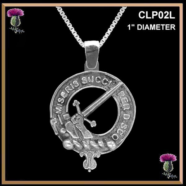 MacMillan Large 1" Scottish Clan Crest Pendant - Sterling Silver