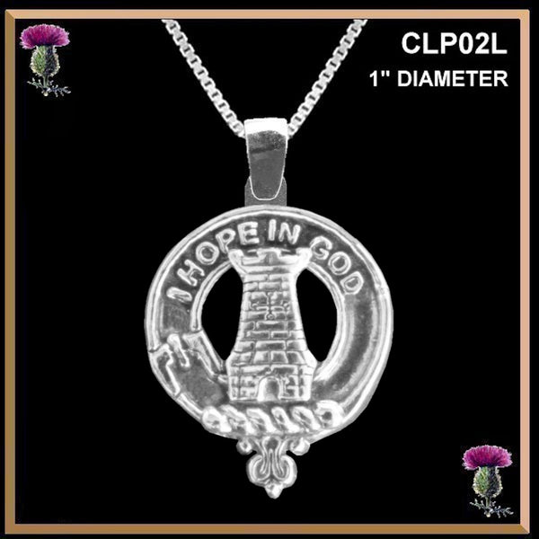 MacNaughton Large 1" Scottish Clan Crest Pendant - Sterling Silver