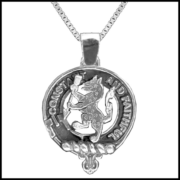 MacQueen Large 1" Scottish Clan Crest Pendant - Sterling Silver