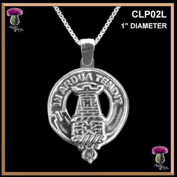 Malcolm Large 1" Scottish Clan Crest Pendant - Sterling Silver