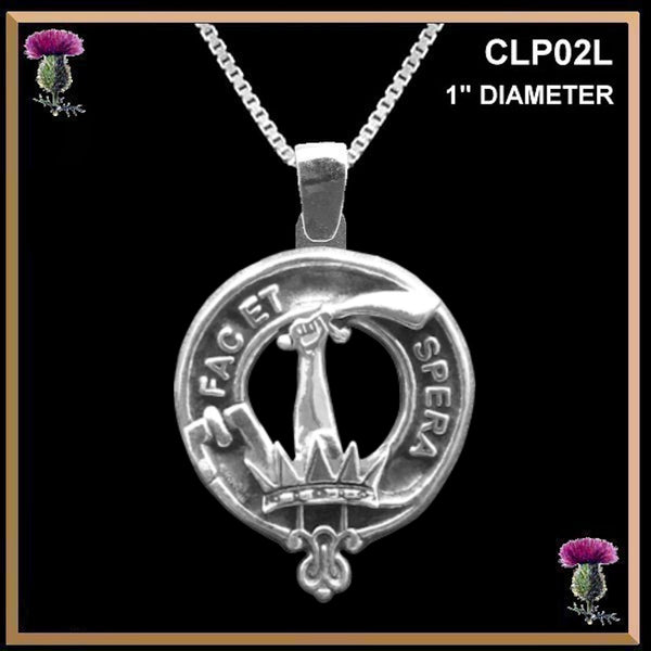 Matheson Large 1" Scottish Clan Crest Pendant - Sterling Silver