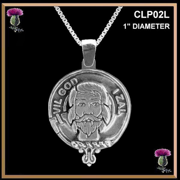 Menzies Large 1" Scottish Clan Crest Pendant - Sterling Silver