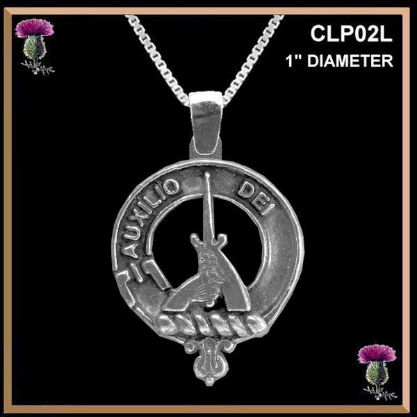 Muirhead Large 1" Scottish Clan Crest Pendant - Sterling Silver