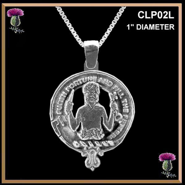 Murray Athol Large 1" Scottish Clan Crest Pendant - Sterling Silver