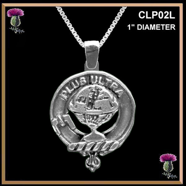 Nairn Large 1" Scottish Clan Crest Pendant - Sterling Silver