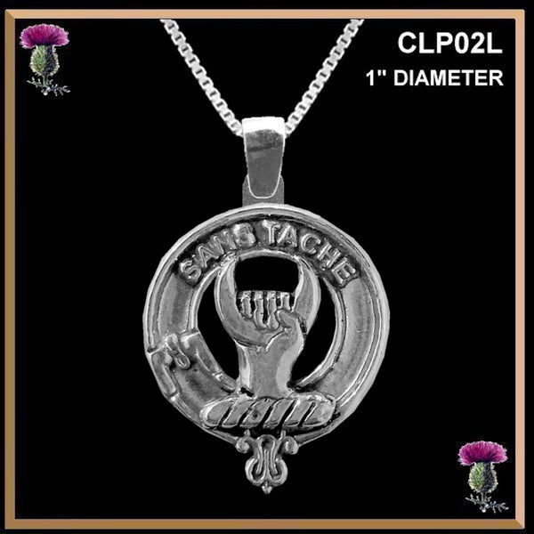 Napier Large 1" Scottish Clan Crest Pendant - Sterling Silver