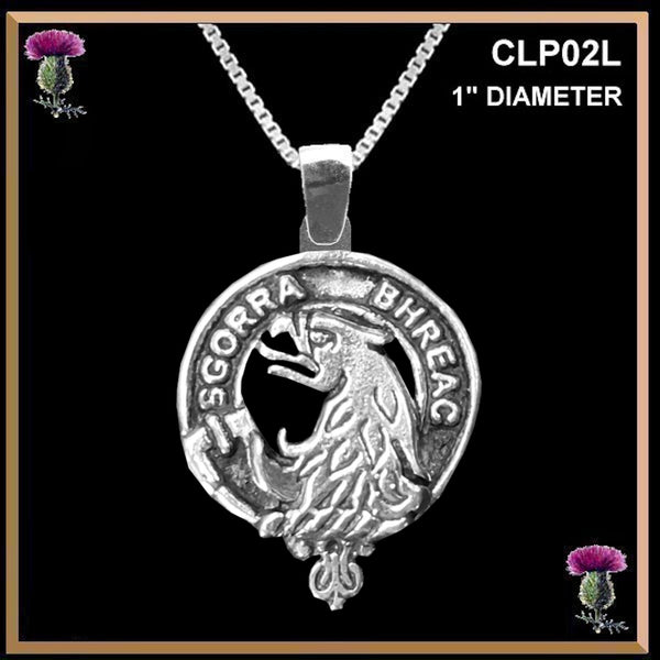 MacNicol Large 1" Scottish Clan Crest Pendant - Sterling Silver