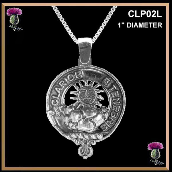 Purves Large 1" Scottish Clan Crest Pendant - Sterling Silver