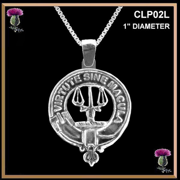 Russell Large 1" Scottish Clan Crest Pendant - Sterling Silver