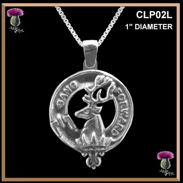 Stirling Large 1" Scottish Clan Crest Pendant - Sterling Silver