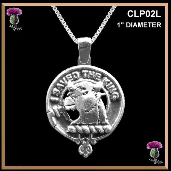 Turnbull Large 1" Scottish Clan Crest Pendant - Sterling Silver