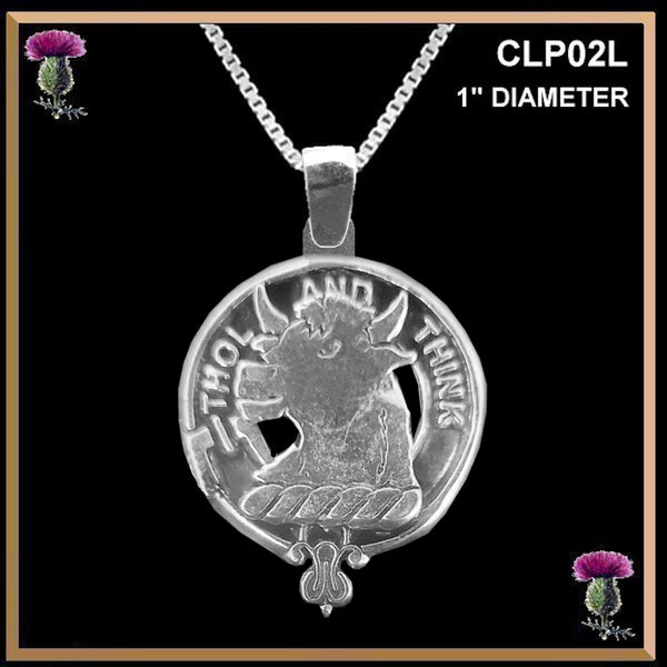 Tweedie Large 1" Scottish Clan Crest Pendant - Sterling Silver