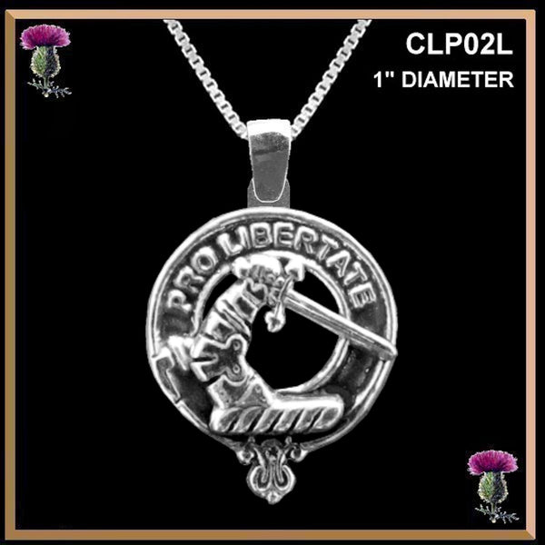 Wallace Large 1" Scottish Clan Crest Pendant - Sterling Silver