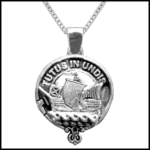 Wood Large 1" Scottish Clan Crest Pendant - Sterling Silver