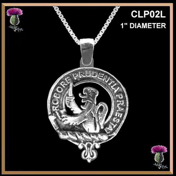 Young Large 1" Scottish Clan Crest Pendant - Sterling Silver