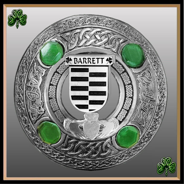 Barrett Irish Claddagh Coat of Arms Plaid brooch ~ Emerald stones