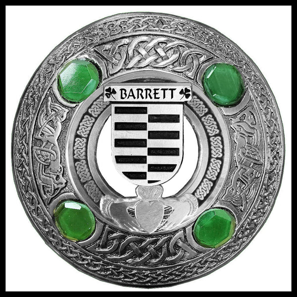Barrett Irish Claddagh Coat of Arms Plaid brooch ~ Emerald stones