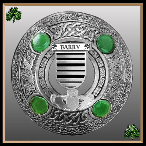 Barry Irish Claddagh Coat of Arms Plaid brooch ~ Emerald stones