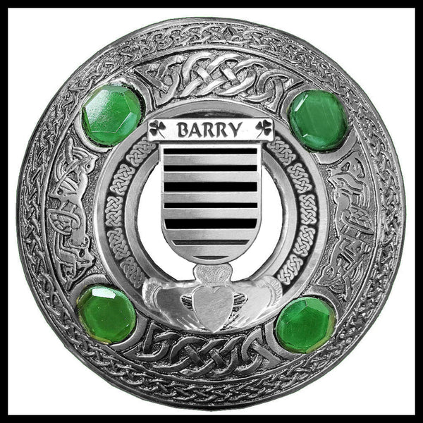 Barry Irish Claddagh Coat of Arms Plaid brooch ~ Emerald stones