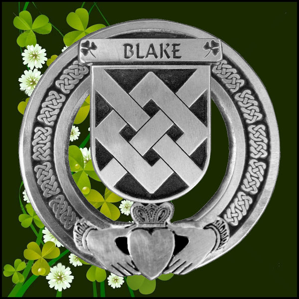 Blake Irish Claddagh Coat of Arms Plaid brooch ~ Emerald stones