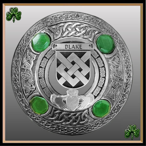 Blake Irish Claddagh Coat of Arms Plaid brooch ~ Emerald stones
