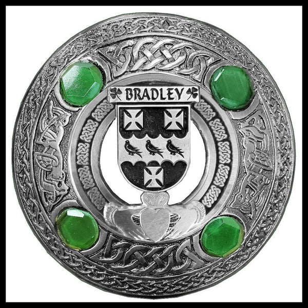 Bradley Irish Claddagh Coat of Arms Plaid brooch ~ Emerald stones