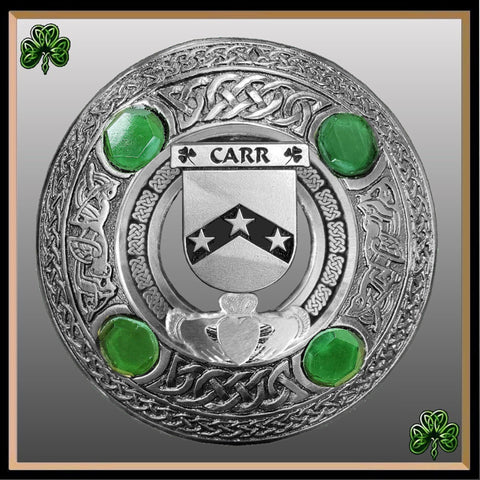 Carr Irish Claddagh Coat of Arms Plaid brooch ~ Emerald stones