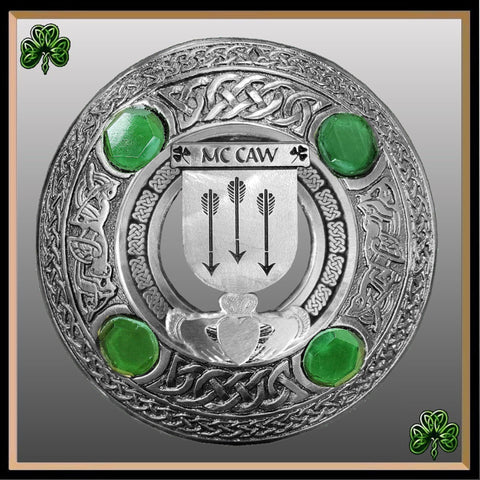 McCaw Irish Claddagh Coat of Arms Plaid brooch ~ Emerald stones