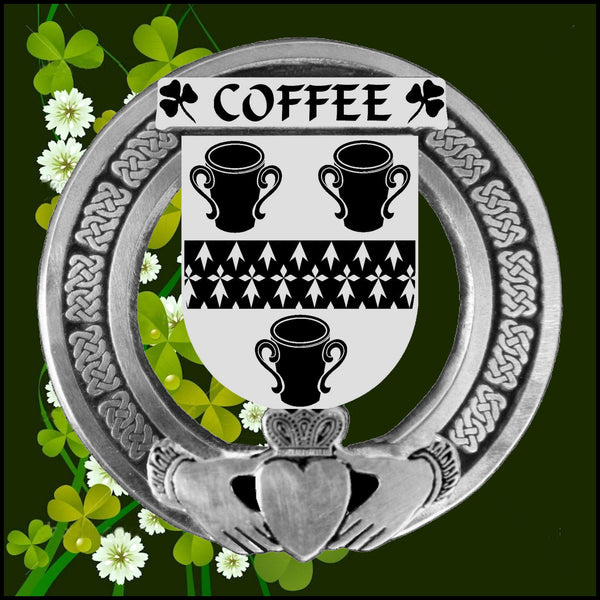 Coffee Irish Claddagh Coat of Arms Plaid brooch ~ Emerald stones