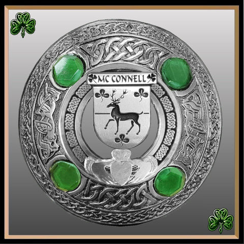 McConnell Irish Claddagh Coat of Arms Plaid brooch ~ Emerald stones
