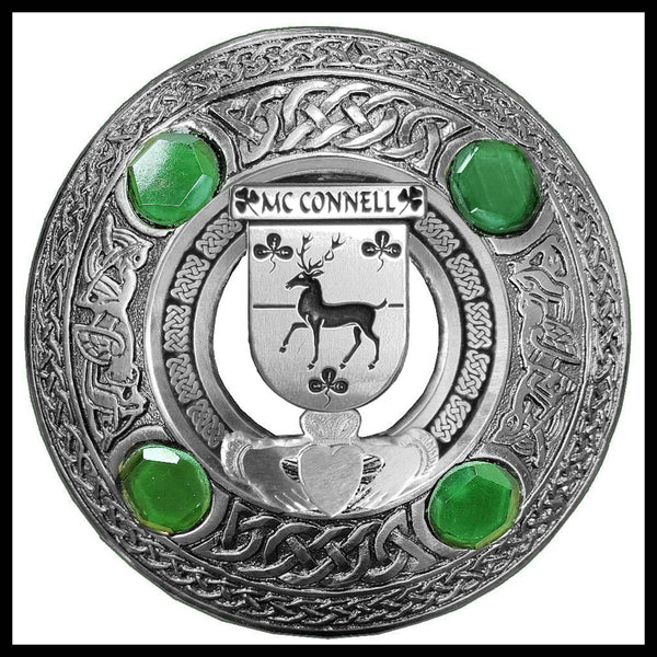 McConnell Irish Claddagh Coat of Arms Plaid brooch ~ Emerald stones
