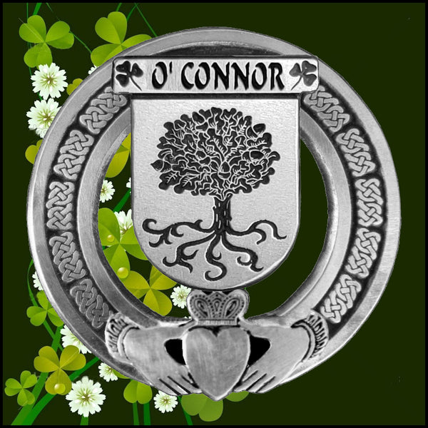 O'Connor Don Irish Claddagh Coat of Arms Plaid brooch ~ Emerald stones