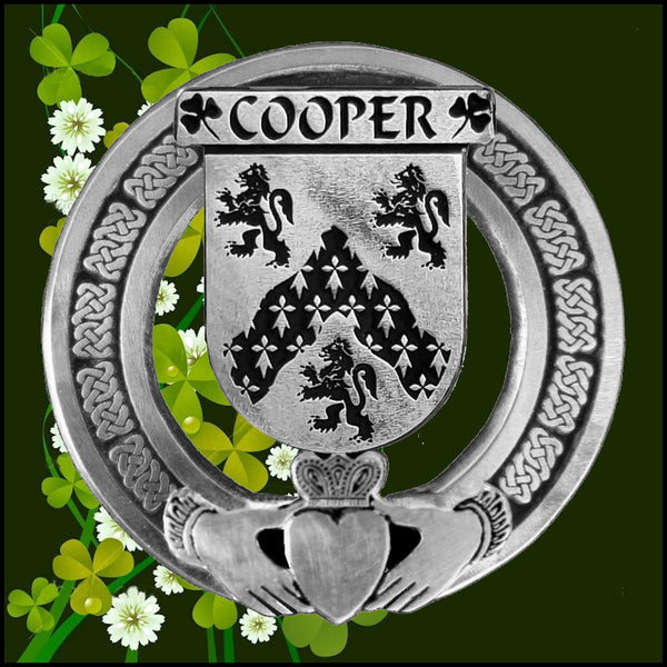 Cooper Irish Claddagh Coat of Arms Plaid brooch ~ Emerald stones