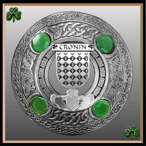 Cronin Irish Claddagh Coat of Arms Plaid brooch ~ Emerald stones