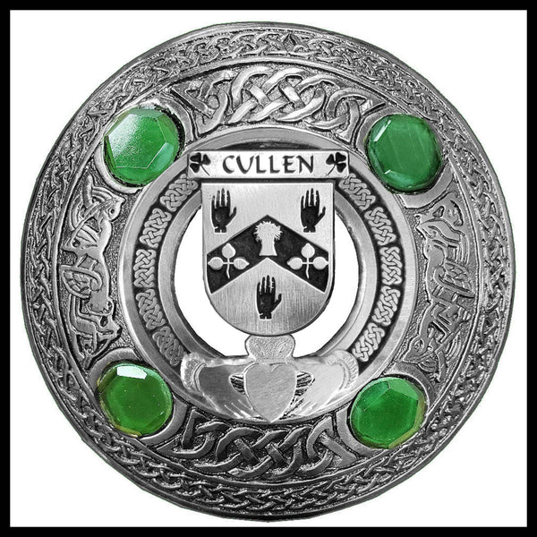 Cullen Irish Claddagh Coat of Arms Plaid brooch ~ Emerald stones