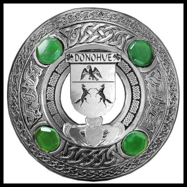 Donohue Irish Claddagh Coat of Arms Plaid brooch ~ Emerald stones