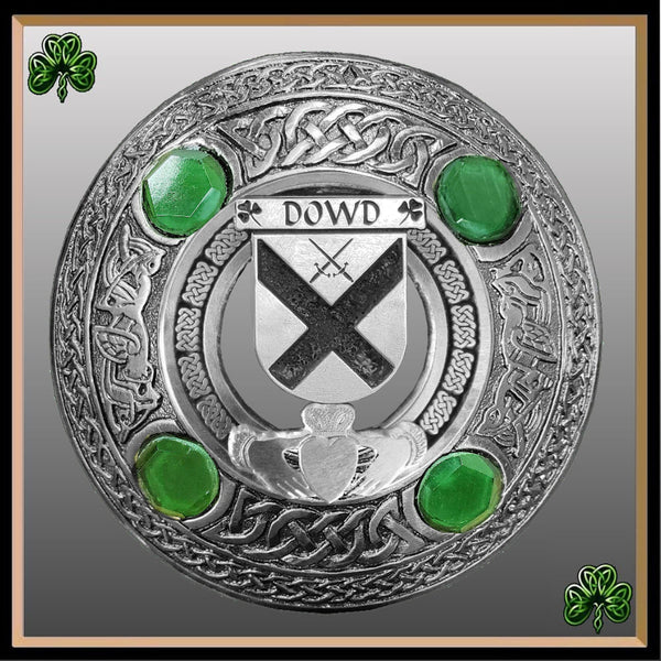 Dowd Irish Claddagh Coat of Arms Plaid brooch ~ Emerald stones