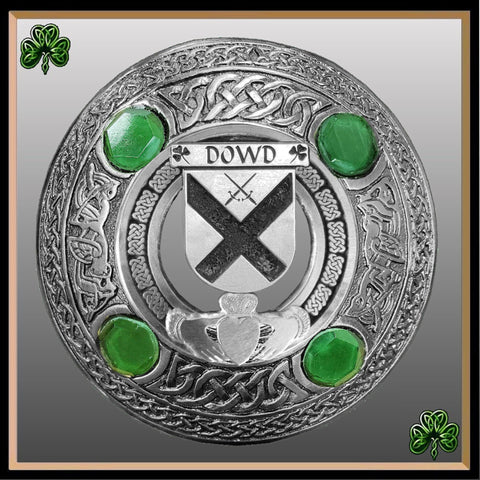 Dowd Irish Claddagh Coat of Arms Plaid brooch ~ Emerald stones