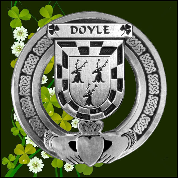 Doyle Irish Claddagh Coat of Arms Plaid brooch ~ Emerald stones