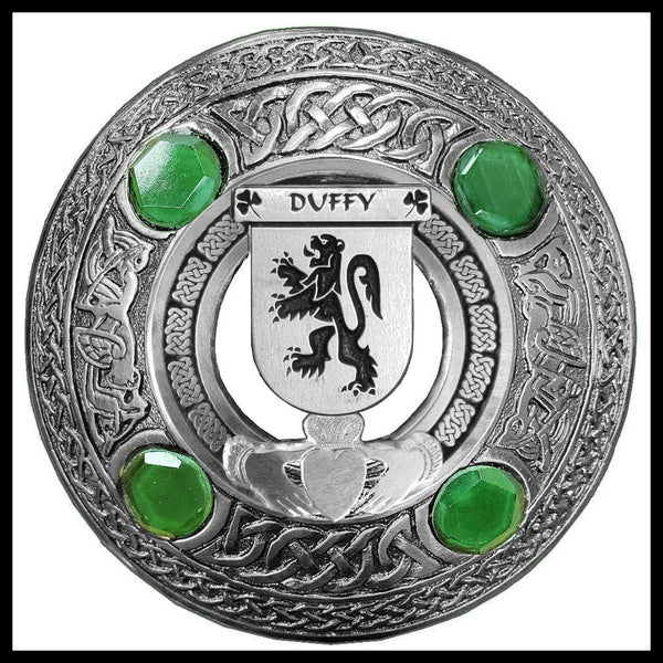 Duffy Irish Claddagh Coat of Arms Plaid brooch ~ Emerald stones