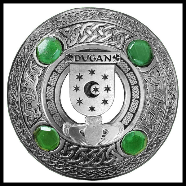 Dugan Irish Claddagh Coat of Arms Plaid brooch ~ Emerald stones