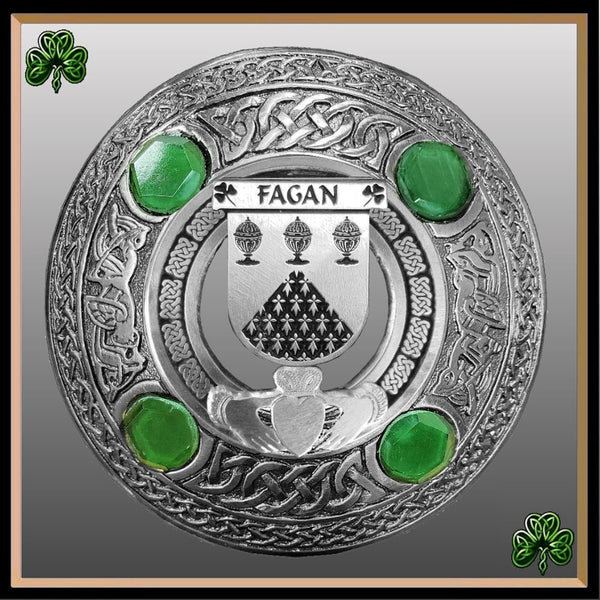 Fagan Irish Claddagh Coat of Arms Plaid brooch ~ Emerald stones