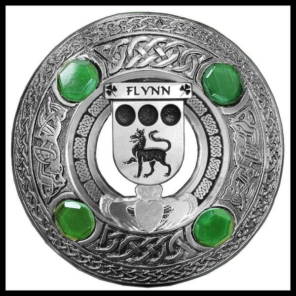 Flynn Irish Claddagh Coat of Arms Plaid brooch ~ Emerald stones