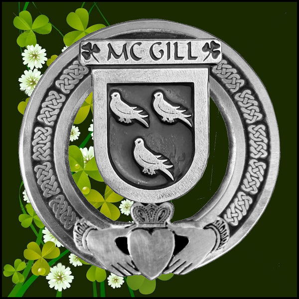 McGill Irish Claddagh Coat of Arms Plaid brooch ~ Emerald stones